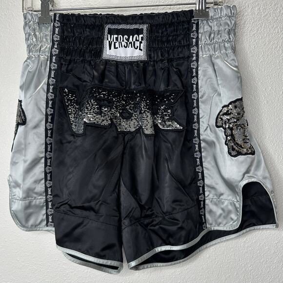Versace Muay Thai Boxing Shorts Black & Silver Sequin 48 / M - Picture 8 of 16